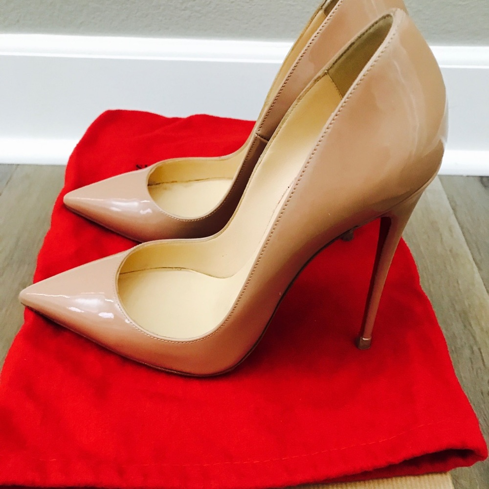 Christian Louboutin So Kate Patent Nude Heels - 37